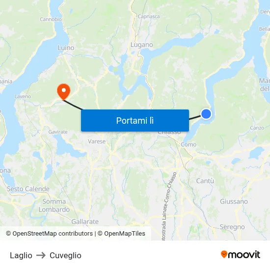 Laglio to Cuveglio map