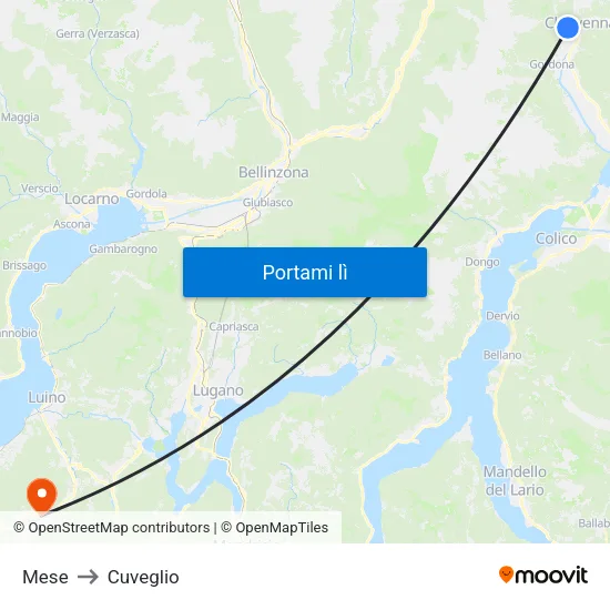 Mese to Cuveglio map