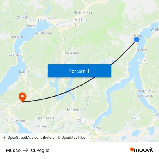 Musso to Cuveglio map