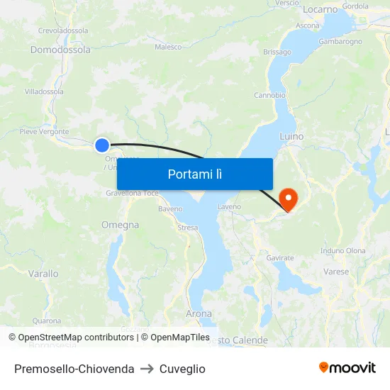 Premosello-Chiovenda to Cuveglio map