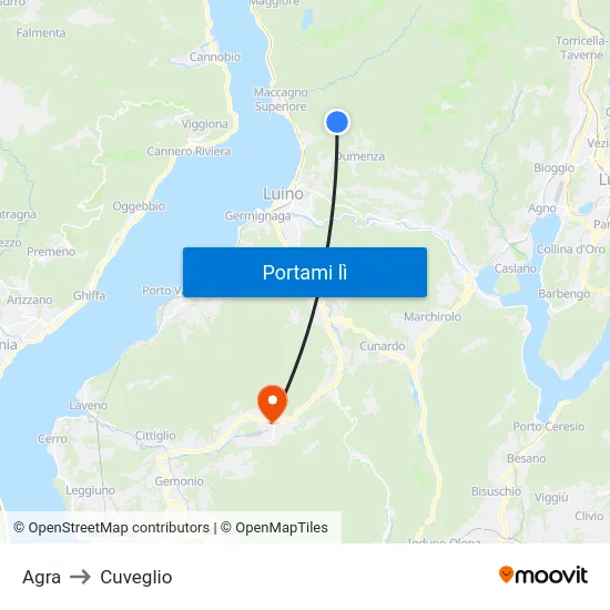 Agra to Cuveglio map