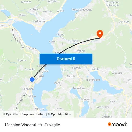 Massino Visconti to Cuveglio map