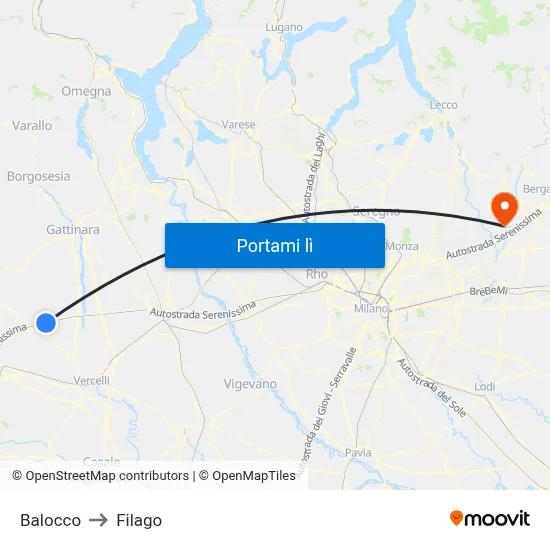 Balocco to Filago map