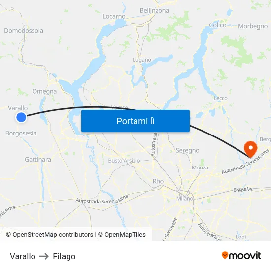 Varallo to Filago map