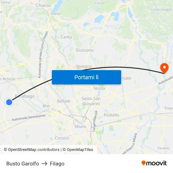 Busto Garolfo to Filago map