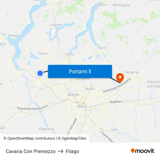 Cavaria Con Premezzo to Filago map