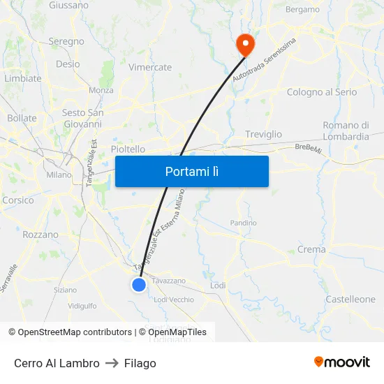 Cerro Al Lambro to Filago map