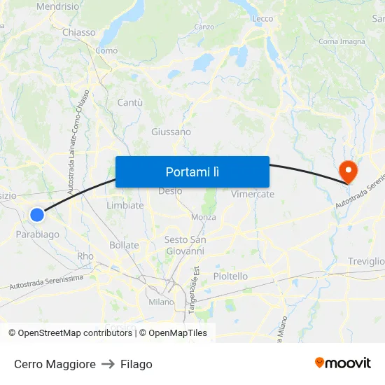 Cerro Maggiore to Filago map