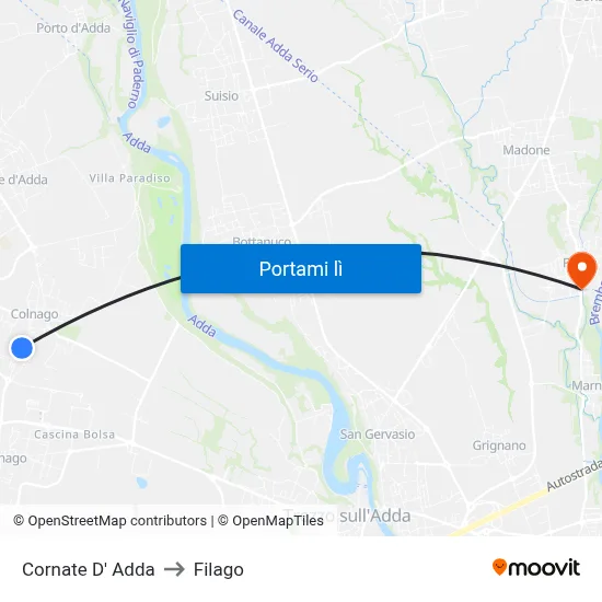 Cornate D' Adda to Filago map