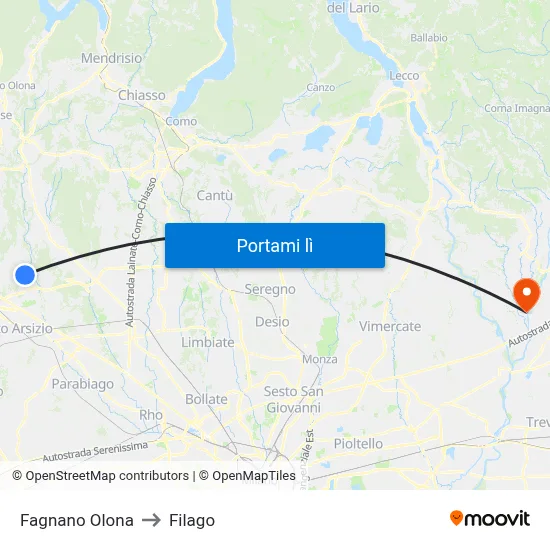 Fagnano Olona to Filago map