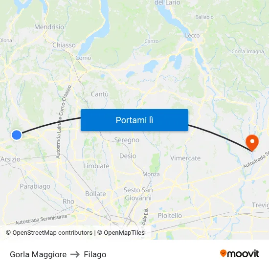 Gorla Maggiore to Filago map