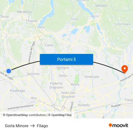 Gorla Minore to Filago map
