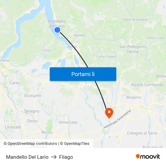 Mandello Del Lario to Filago map