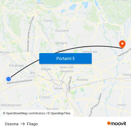 Ossona to Filago map