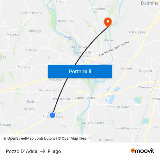 Pozzo D' Adda to Filago map