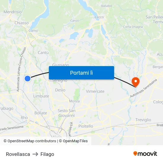 Rovellasca to Filago map
