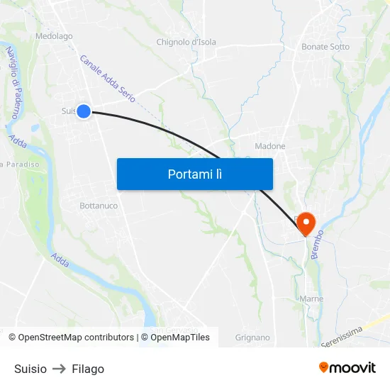 Suisio to Filago map