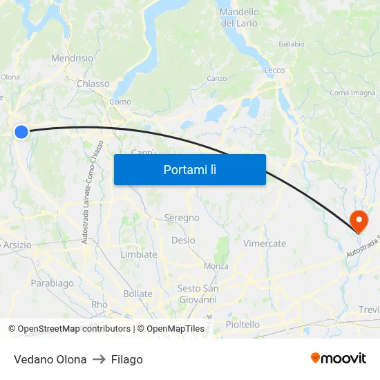 Vedano Olona to Filago map