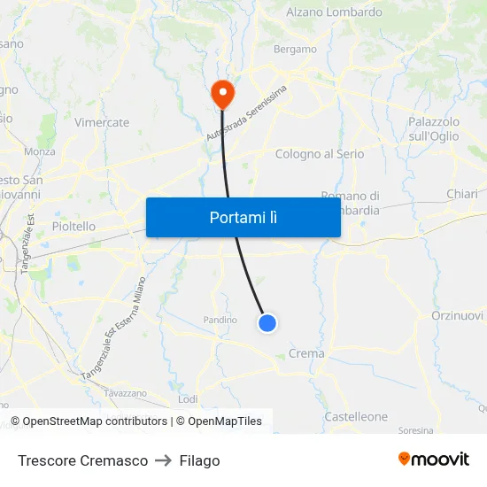 Trescore Cremasco to Filago map