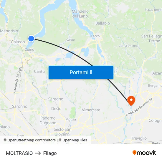 MOLTRASIO to Filago map