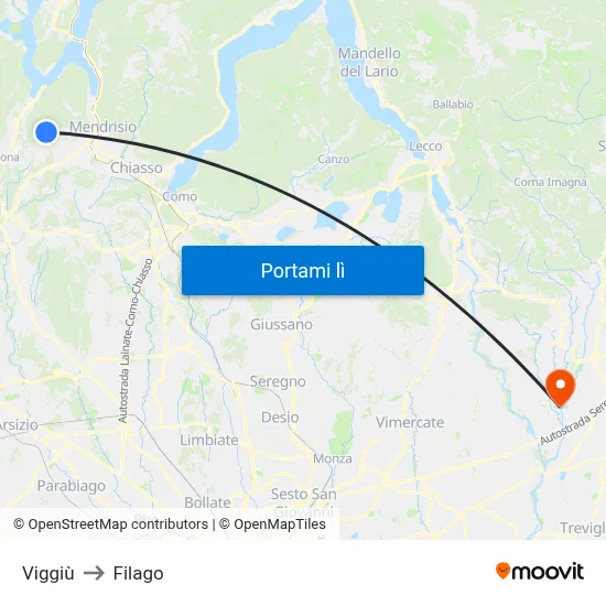 Viggiù to Filago map