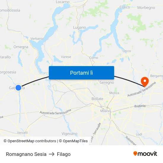 Romagnano Sesia to Filago map