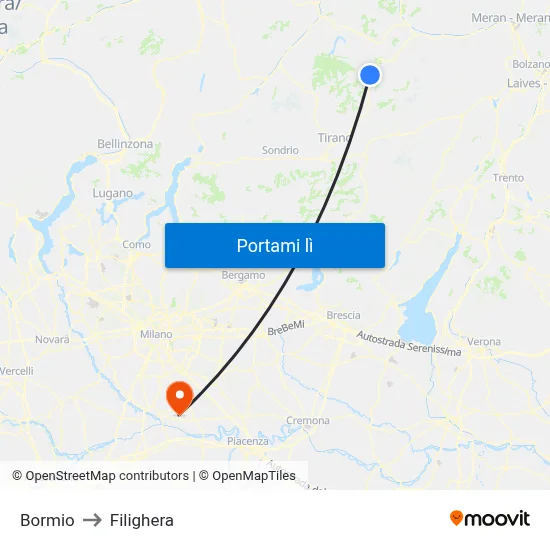 Bormio to Filighera map