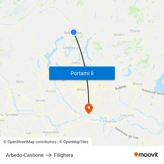 Arbedo-Castione to Filighera map