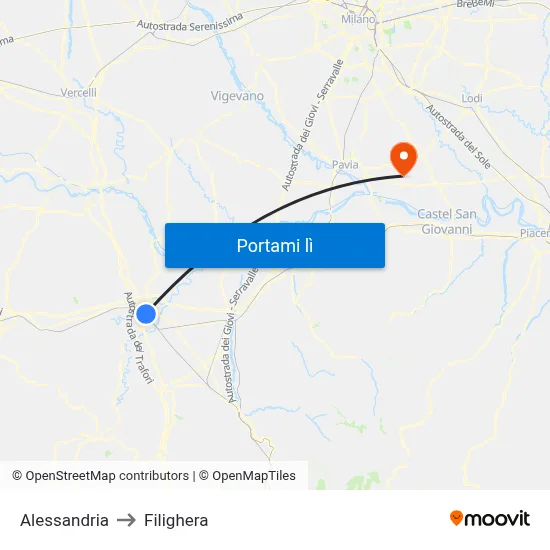 Alessandria to Filighera map