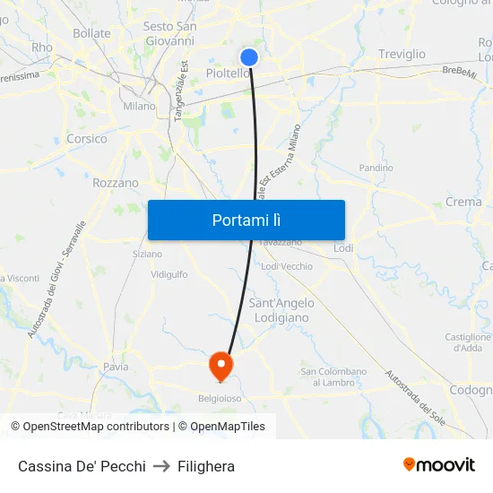 Cassina De' Pecchi to Filighera map