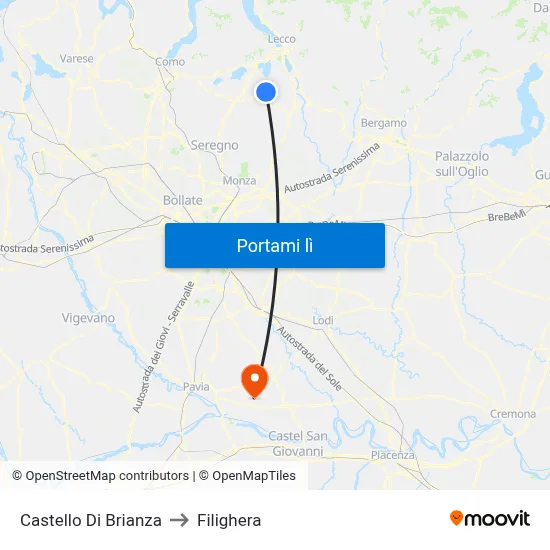 Castello Di Brianza to Filighera map