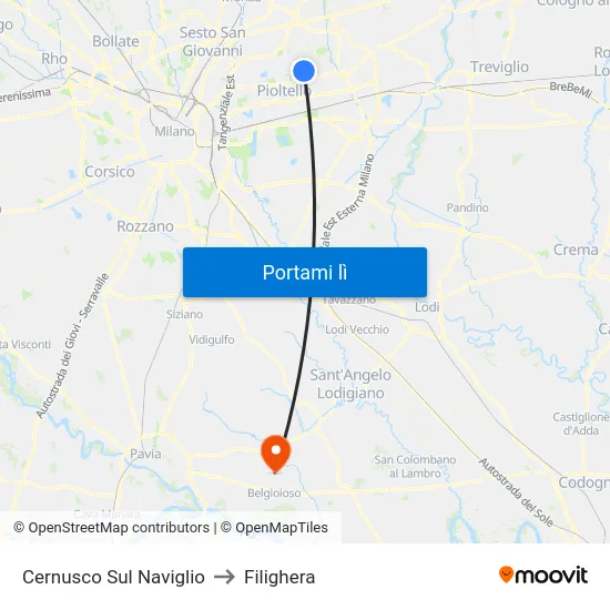 Cernusco Sul Naviglio to Filighera map
