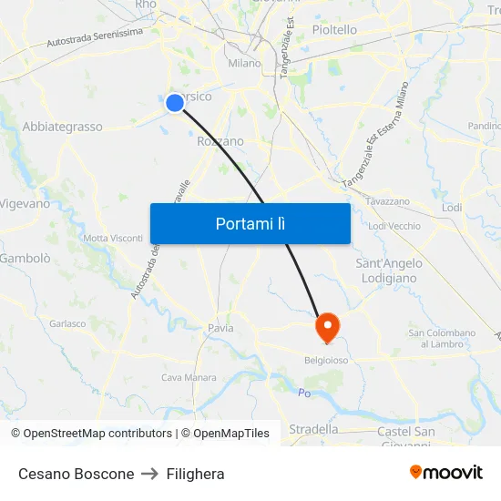 Cesano Boscone to Filighera map