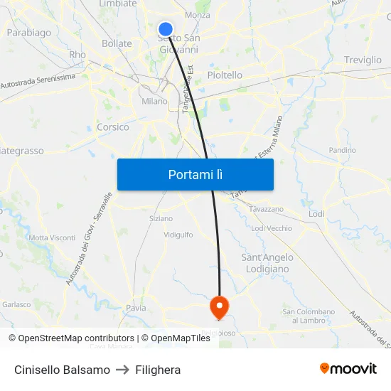 Cinisello Balsamo to Filighera map