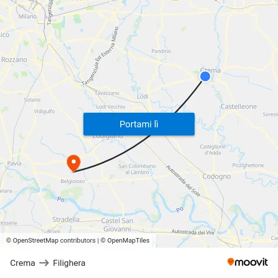 Crema to Filighera map