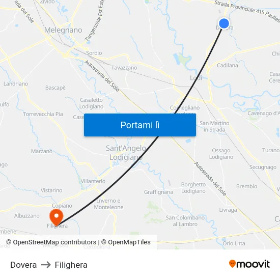 Dovera to Filighera map