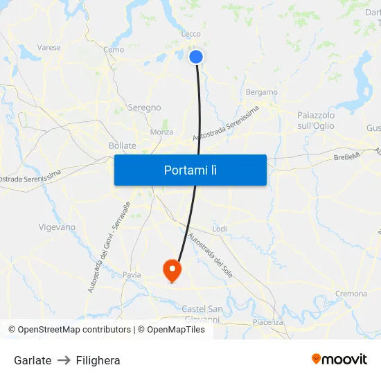 Garlate to Filighera map