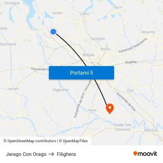 Jerago Con Orago to Filighera map