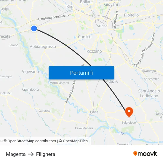 Magenta to Filighera map