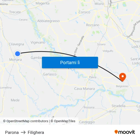 Parona to Filighera map
