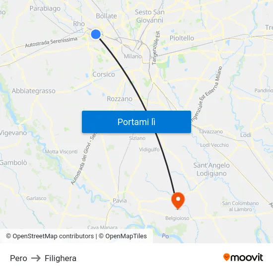 Pero to Filighera map