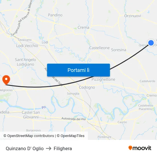 Quinzano D' Oglio to Filighera map