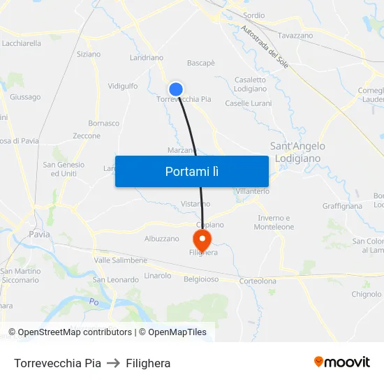 Torrevecchia Pia to Filighera map