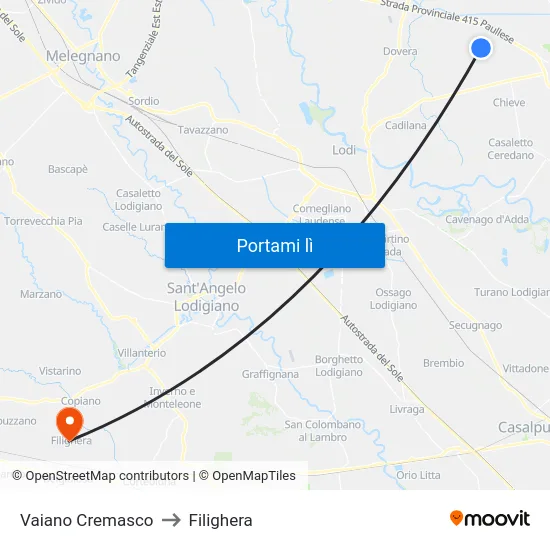 Vaiano Cremasco to Filighera map