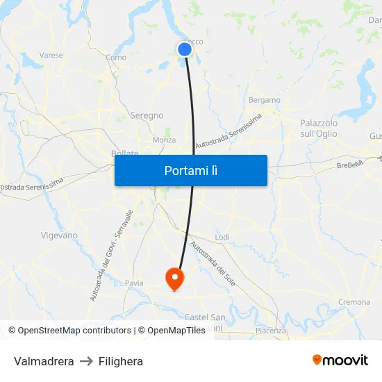Valmadrera to Filighera map
