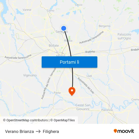 Verano Brianza to Filighera map