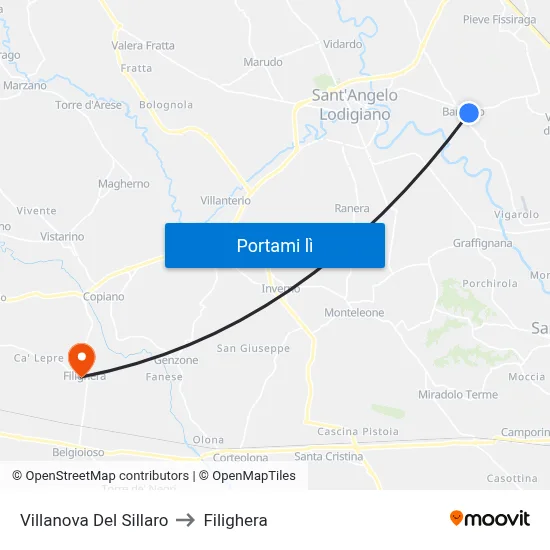 Villanova Del Sillaro to Filighera map