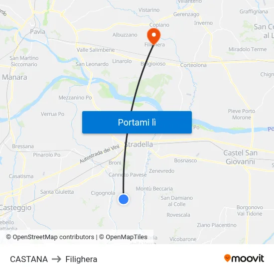 CASTANA to Filighera map