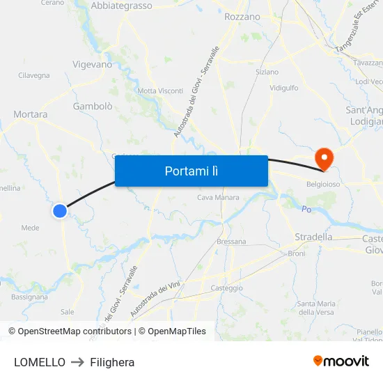 LOMELLO to Filighera map