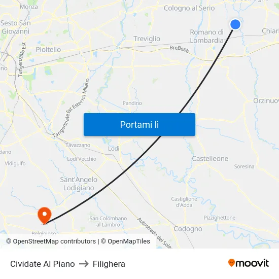 Cividate Al Piano to Filighera map